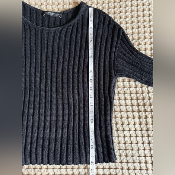 Peruvian Connection Rowe Ribbed Pullover Black Pima Cotton Sweater XS - Picture 7 of 8